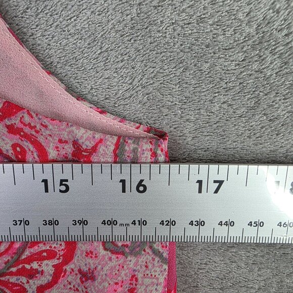 Womens CAbi Jubilee Hot Pink Paisley Print Sleeveless Blouse Zipper Back Size XS - Picture 7 of 9